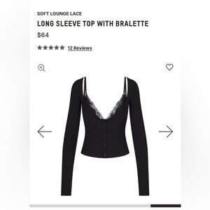 Skims Long Sleeve Top w/ built in bra